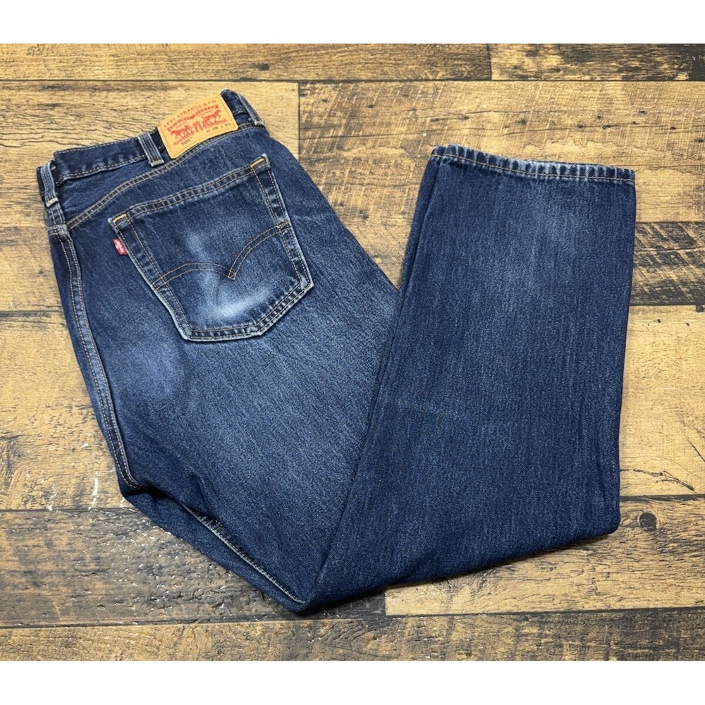 Levis Jeans Mens 38x30 (36x28)‎ Blue 505 Regular Straight Dark Wash Wallet Tiger